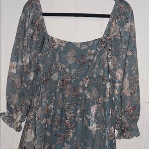 Elegant Floral Blouse in Blue